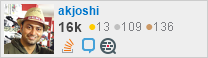 profile for akjoshi on Stack Exchange, a network of free, community-driven Q&A sites