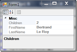 PropertyGrid displaying a dynamic object.