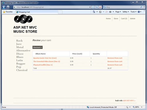 MVC Music Store - Shopping Cart